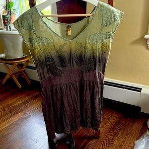 Free People Embroidered Ombré Tie Back Top Large